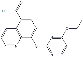 8-[(4-エトキシピリミジン-2-イル)チオ]キノリン-5-カルボン酸 化学構造式