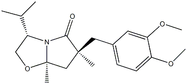 (3S,6S,7aR)-3-イソプロピル-6,7a-ジメチル-6-(3,4-ジメトキシベンジル)-5-オキソ-2,3,5,6,7,7a-ヘキサヒドロピロロ[2,1-b]オキサゾール 化学構造式