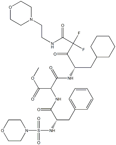 3-[(S)-1-(Cyclohexylmethyl)-3,3-difluoro-2,4-dioxo-4-[2-(4-morpholinyl)ethylamino]butylamino]-3-oxo-2-[(S)-2-(4-morpholinylsulfonylamino)-3-phenylpropanoylamino]propionic acid methyl ester Structure