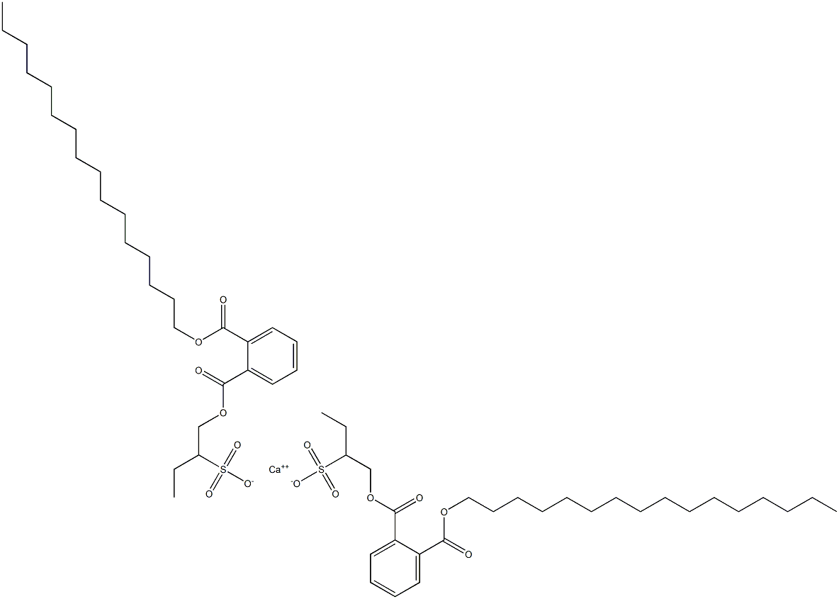 Bis[1-[(2-hexadecyloxycarbonylphenyl)carbonyloxy]butane-2-sulfonic acid]calcium salt,,结构式