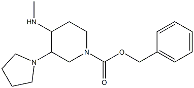 3-(1-ピロリジニル)-4-メチルアミノピペリジン-1-カルボン酸ベンジル 化学構造式