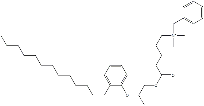 N,N-ジメチル-N-ベンジル-N-[4-[[2-(2-トリデシルフェニルオキシ)プロピル]オキシカルボニル]ブチル]アミニウム 化学構造式