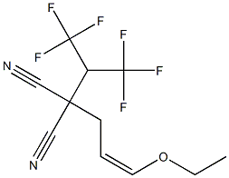 (Z)-2-シアノ-2-[1-(トリフルオロメチル)-2,2,2-トリフルオロエチル]-5-エトキシ-4-ペンテンニトリル 化学構造式