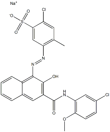 2-Chloro-4-methyl-5-[[3-[[(3-chloro-6-methoxyphenyl)amino]carbonyl]-2-hydroxy-1-naphtyl]azo]benzenesulfonic acid sodium salt Structure