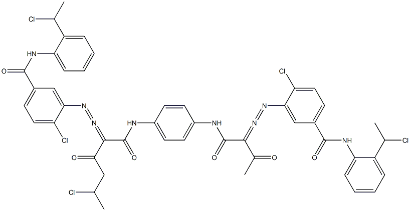 3,3'-[2-(1-クロロエチル)-1,4-フェニレンビス[イミノカルボニル(アセチルメチレン)アゾ]]ビス[N-[2-(1-クロロエチル)フェニル]-4-クロロベンズアミド] 化学構造式