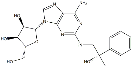 2-[(S)-2-ヒドロキシ-2-フェニルプロピルアミノ]アデノシン 化学構造式
