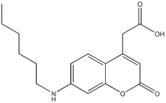 7-(Hexylamino)-2-oxo-2H-1-benzopyran-4-acetic acid Struktur