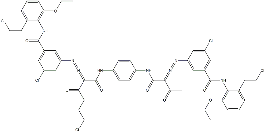 3,3'-[2-(2-Chloroethyl)-1,4-phenylenebis[iminocarbonyl(acetylmethylene)azo]]bis[N-[2-(2-chloroethyl)-6-ethoxyphenyl]-5-chlorobenzamide] Structure