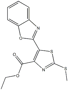 5-(ベンゾオキサゾール-2-イル)-2-(メチルチオ)チアゾール-4-カルボン酸エチル 化学構造式