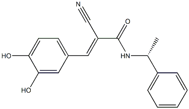 2-Cyano-3-(3,4-dihydroxyphenyl)-N-[(R)-1-phenylethyl]acrylamide,,结构式