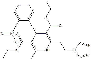 6-(2-(1H-Imidazol-1-yl)ethyl)-4-(2-nitrophenyl)-2-methyl-1,4-dihydropyridine-3,5-dicarboxylic acid 3-ethyl 5-ethyl ester,,结构式