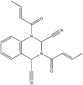 1,3-Di(2-butenoyl)-1,2,3,4-tetrahydroquinazoline-2,4-dicarbonitrile 结构式