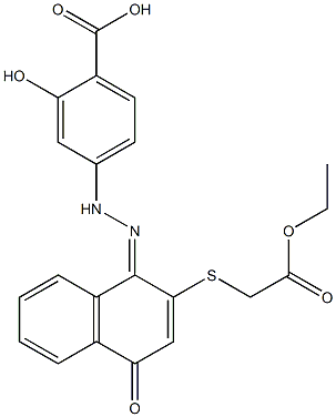 [[[1,4-ジヒドロ-1-[[[4-ヒドロキシカルボニル-3-ヒドロキシフェニル]アミノ]イミノ]-4-オキソナフタレン]-2-イル]チオ]酢酸エチル 化学構造式