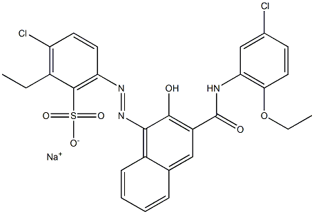 3-Chloro-2-ethyl-6-[[3-[[(3-chloro-6-ethoxyphenyl)amino]carbonyl]-2-hydroxy-1-naphtyl]azo]benzenesulfonic acid sodium salt,,结构式