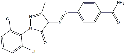 4-(4-Carbamoylphenylazo)-1-(2,6-dichlorophenyl)-3-methyl-5(4H)-pyrazolone Struktur