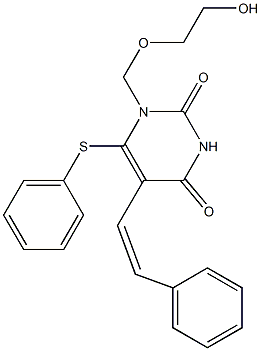 1-(2-Hydroxyethoxymethyl)-6-phenylthio-5-[(Z)-2-phenylethenyl]uracil Struktur