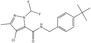 4-クロロ-5-メチル-2-(ジフルオロメチル)-N-(4-tert-ブチルベンジル)-2H-ピラゾール-3-カルボアミド 化学構造式