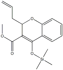 2-(2-プロペニル)-4-(トリメチルシリルオキシ)-2H-1-ベンゾピラン-3-カルボン酸メチル 化学構造式