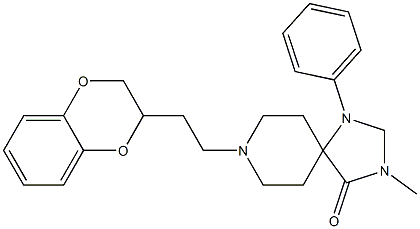 8-[2-(2,3-ジヒドロ-1,4-ベンゾジオキシン-2-イル)エチル]-3-メチル-1-フェニル-1,3,8-トリアザスピロ[4.5]デカン-4-オン 化学構造式
