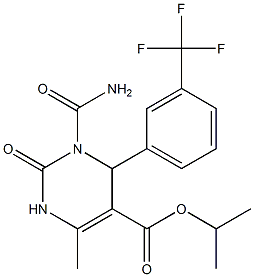 1,2,3,4-テトラヒドロ-3-(カルバモイル)-6-メチル-2-オキソ-4-(3-トリフルオロメチルフェニル)ピリミジン-5-カルボン酸イソプロピル 化学構造式