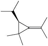 (R)-1,1-ジメチル-2-(1-メチルエチル)-3-(1-メチルエチリデン)シクロプロパン 化学構造式