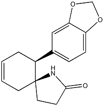 (5S,10S)-10-(1,3-ベンゾジオキソール-5-イル)-1-アザスピロ[4.5]デカ-7-エン-2-オン 化学構造式