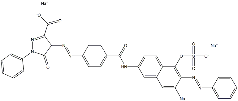 4-[[4-[(5-Hydroxy-6-phenylazo-7-sodiosulfo-2-naphthalenyl)aminocarbonyl]phenyl]azo]-4,5-dihydro-5-oxo-1-phenyl-1H-pyrazole-3-carboxylic acid sodium salt,,结构式