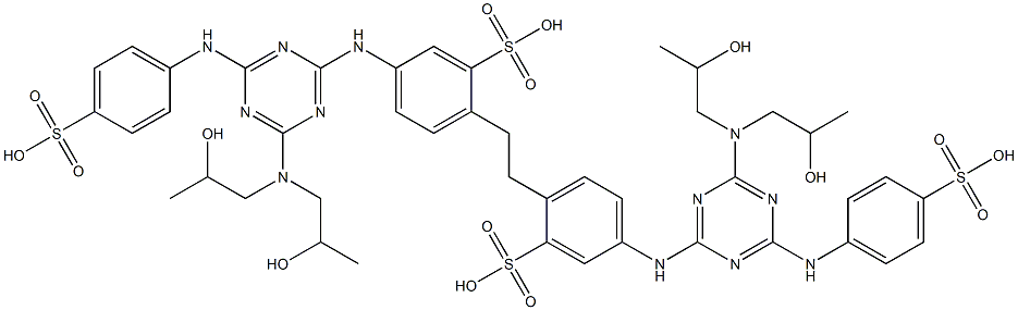 2,2'-(1,2-Ethanediyl)bis[5-[[4-[bis(2-hydroxypropyl)amino]-6-[(4-sulfophenyl)amino]-1,3,5-triazin-2-yl]amino]benzenesulfonic acid] Structure