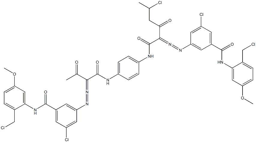 3,3'-[2-(1-Chloroethyl)-1,4-phenylenebis[iminocarbonyl(acetylmethylene)azo]]bis[N-[2-(chloromethyl)-5-methoxyphenyl]-5-chlorobenzamide] Structure