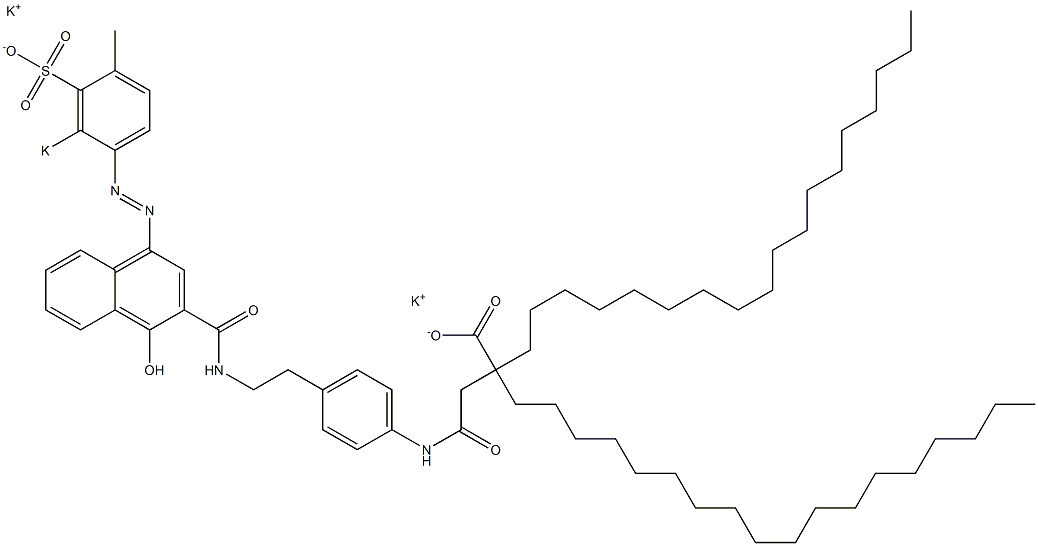 3-[4-[2-[1-Hydroxy-4-(4-methyl-2-potassiosulfophenylazo)-2-naphtylcarbonylamino]ethyl]phenylcarbamoyl]-2,2-dioctadecylpropanoic acid potassium salt