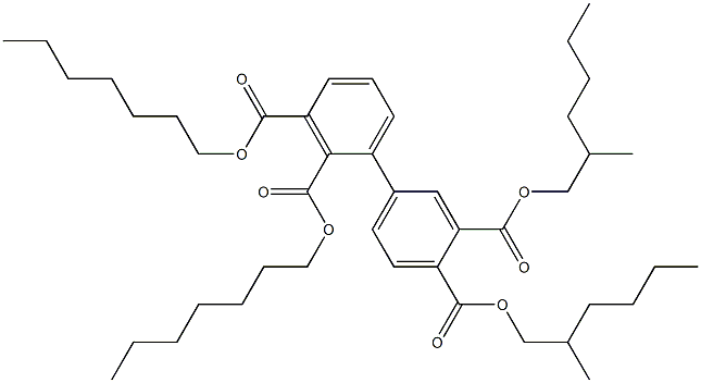 2,3,3',4'-ビフェニルテトラカルボン酸2,3'-ジヘプチル3,4'-ビス(2-メチルヘキシル) 化学構造式