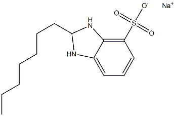 2,3-ジヒドロ-2-ヘプチル-1H-ベンゾイミダゾール-4-スルホン酸ナトリウム 化学構造式