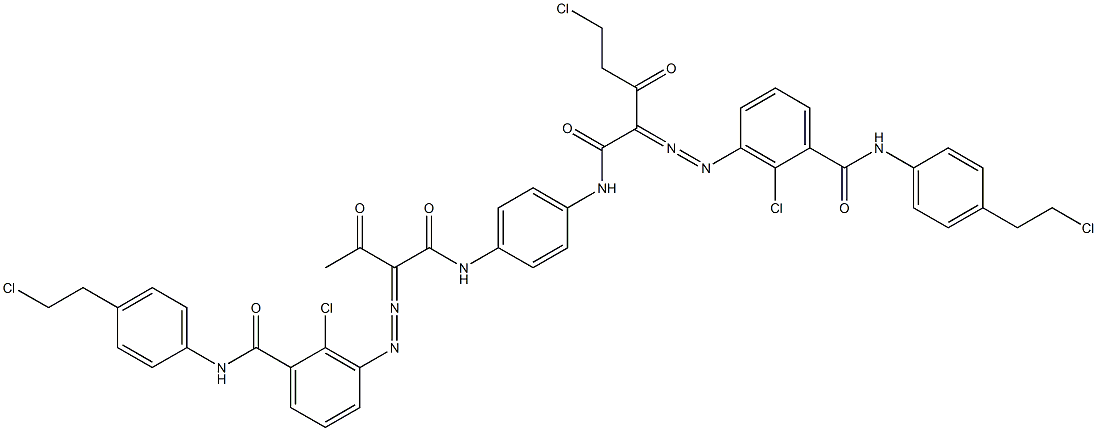 3,3'-[2-(Chloromethyl)-1,4-phenylenebis[iminocarbonyl(acetylmethylene)azo]]bis[N-[4-(2-chloroethyl)phenyl]-2-chlorobenzamide] Structure