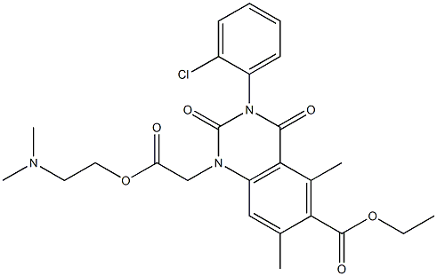 1,2,3,4-テトラヒドロ-3-(2-クロロフェニル)-1-[(2-ジメチルアミノエトキシ)カルボニルメチル]-5,7-ジメチル-2,4-ジオキソキナゾリン-6-カルボン酸エチル 化学構造式