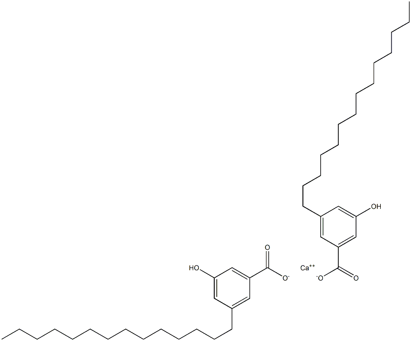 ビス(3-テトラデシル-5-ヒドロキシ安息香酸)カルシウム 化学構造式