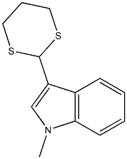 1-メチル-3-(1,3-ジチアン-2-イル)-1H-インドール 化学構造式