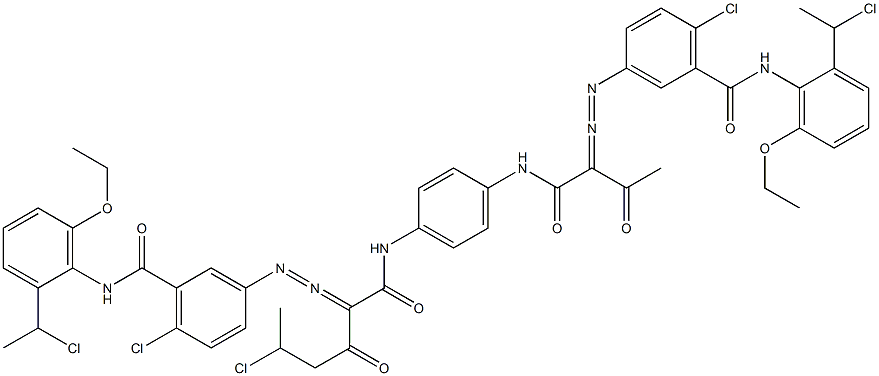 3,3'-[2-(1-Chloroethyl)-1,4-phenylenebis[iminocarbonyl(acetylmethylene)azo]]bis[N-[2-(1-chloroethyl)-6-ethoxyphenyl]-6-chlorobenzamide] Structure