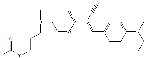 3-(アセチルオキシ)-N-[2-[[2-シアノ-3-[4-(ジエチルアミノ)フェニル]-1-オキソ-2-プロペニル]オキシ]エチル]-N,N-ジメチル-1-プロパンアミニウム 化学構造式