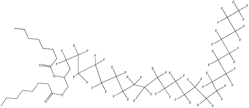 Dioctanoic acid 4,4,5,5,6,6,7,7,8,8,9,9,10,10,11,11,12,12,13,13,14,14,15,15,16,16,17,17,18,18,19,19,20,20,21,21,22,22,23,23,24,24,25,25,26,26,27,27,27-nonatetracontafluoro-1,2-heptacosanediyl ester Structure