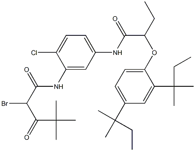 N-[3-(2-Bromo-4,4-dimethyl-1,3-dioxopentylamino)-4-chlorophenyl]-2-(2,4-di-tert-pentylphenoxy)butyramide Structure