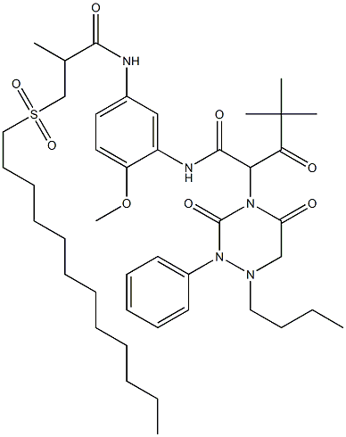 2-[(1-Butyl-3,5-dioxo-2-phenylhexahydro-1,2,4-triazin)-4-yl]-N-[5-[[3-(dodecylsulfonyl)-2-methylpropionyl]amino]-2-methoxyphenyl]-4,4-dimethyl-3-oxopentanamide