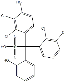 (2,3-ジクロロフェニル)(2,3-ジクロロ-4-ヒドロキシフェニル)(2-ヒドロキシフェニル)メタンスルホン酸 化学構造式