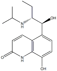 8-ヒドロキシ-5-[(1S,2R)-1-ヒドロキシ-2-[(1-メチルエチル)アミノ]ブチル]キノリン-2(1H)-オン 化学構造式