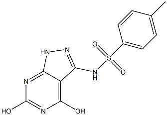 3-(4-メチルフェニルスルホニルアミノ)-1H-ピラゾロ[3,4-d]ピリミジン-4,6-ジオール 化学構造式