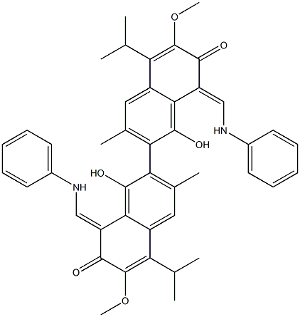 1,1'-Dihydroxy-3,3'-dimethyl-5,5'-diisopropyl-6,6'-dimethoxy-8,8'-bis[(phenylamino)methylene][2,2'-binaphthalene]-7,7'(8H,8'H)-dione