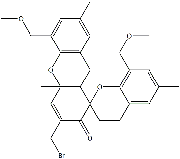 3-ブロモメチル-5,8'-ビス(メトキシメチル)-3',4',4a,9a-テトラヒドロ-4a,6',7-トリメチルスピロ[9H-キサンテン-1(2H),2'-[2H-1]ベンゾピラン]-2-オン 化学構造式