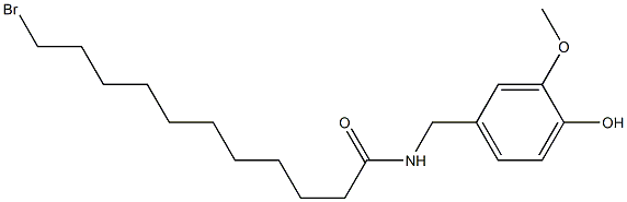 11-ブロモ-N-(4-ヒドロキシ-3-メトキシベンジル)ウンデカンアミド 化学構造式