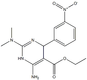 6-Amino-1,4-dihydro-2-dimethylamino-4-(3-nitrophenyl)pyrimidine-5-carboxylic acid ethyl ester Structure