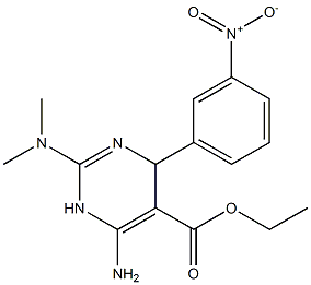 6-Amino-1,4-dihydro-2-dimethylamino-4-(3-nitrophenyl)pyrimidine-5-carboxylic acid ethyl ester,,结构式