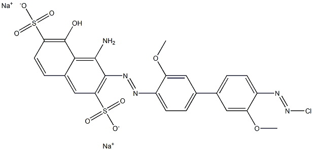 4-Amino-3-[[4'-(chloroazo)-3,3'-dimethoxy-1,1'-biphenyl-4-yl]azo]-5-hydroxy-2,6-naphthalenedisulfonic acid disodium salt 结构式